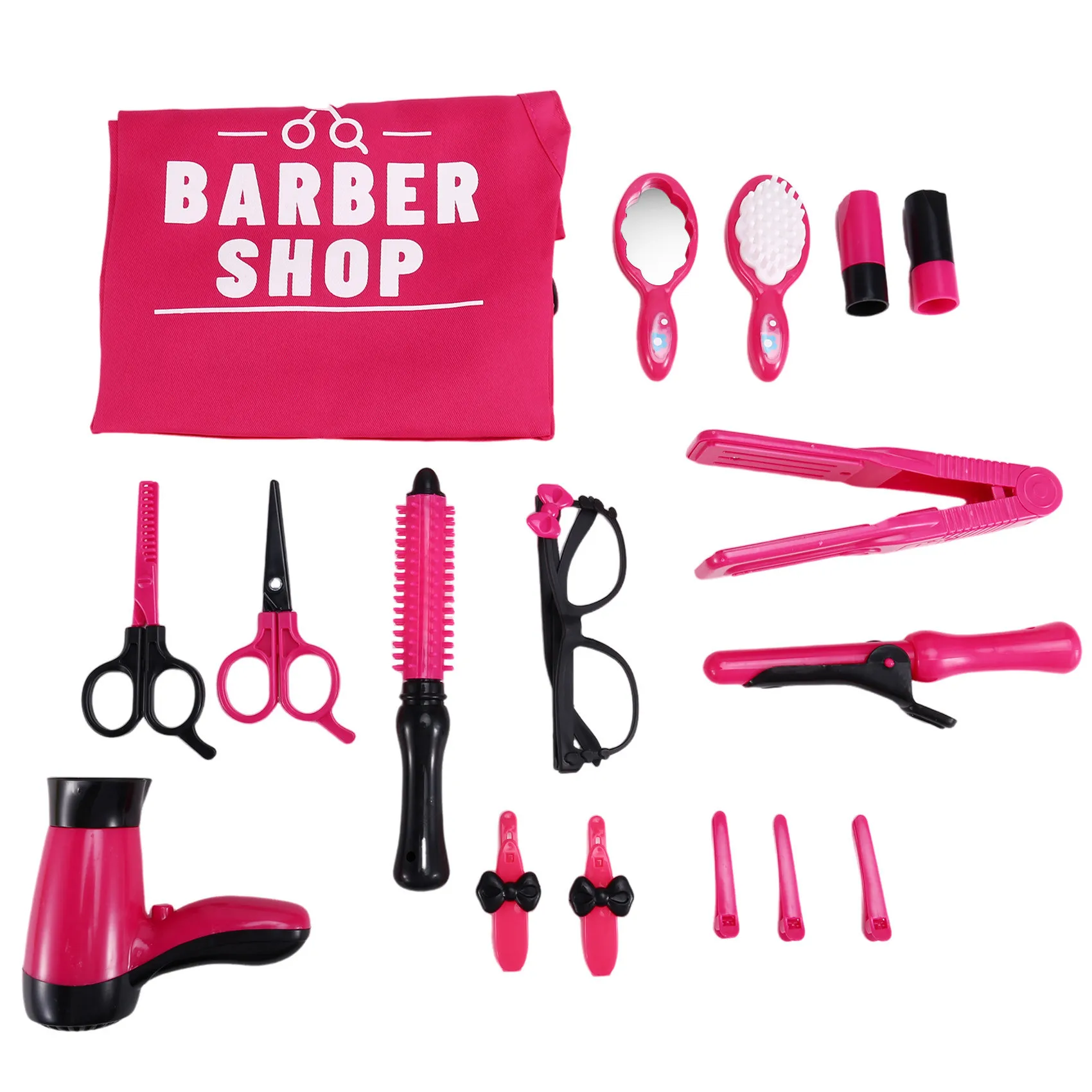 DELAM-Kids Pretend Play Friseur Haar Simulation Spiel Kinder Haar Styling Werkzeuge Fön Curler Make-Up Kit