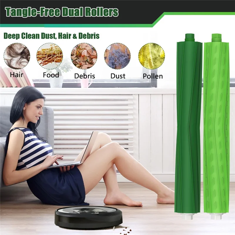 KEOL-Juego de cepillos de rodillo de repuesto-3 piezas para Irobot Roomba I, J&E Series, goma multisuperficie para I3 I7 E5 J7 I4 I7+