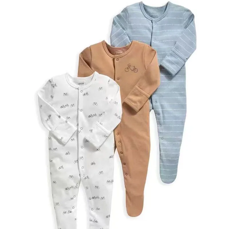 3PCS/LOT 2024 New Babies Rompers Cotton Material Long Sleeves Baby Boys Girls Jumpsuits Newborn Clothing Infant Sleepsuits