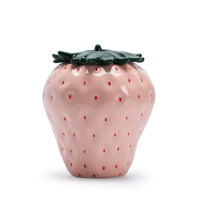 

LTT strawberry tea can ceramic sealed can Chinese bionic storage tea moisture-proof tea can