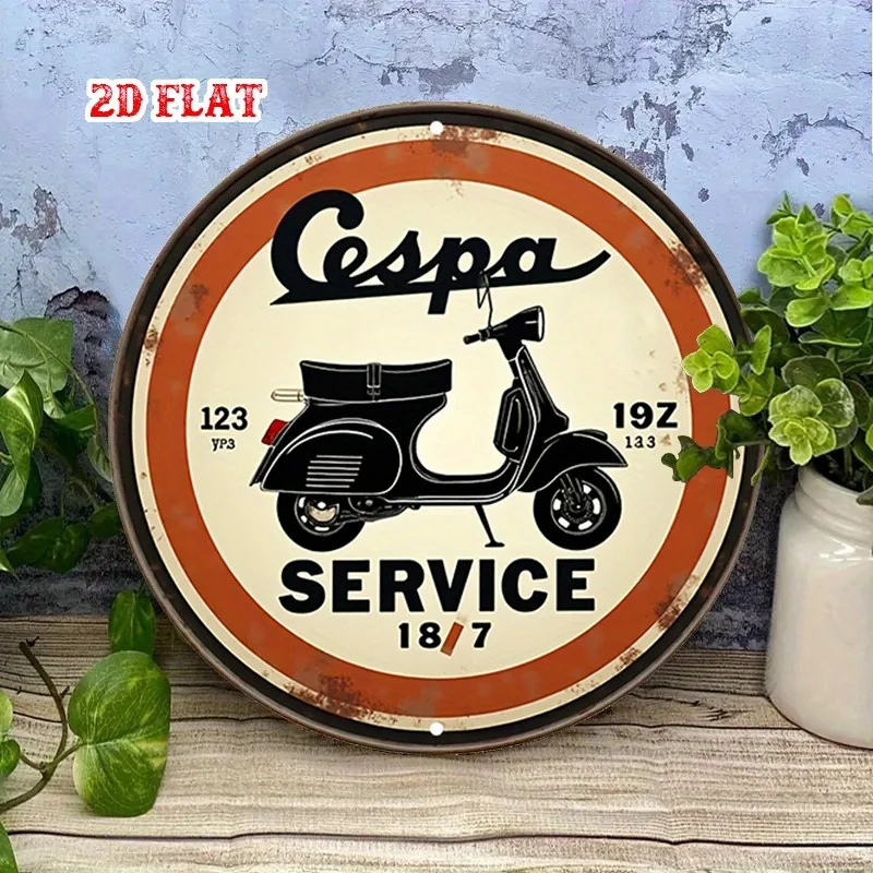 Cespa Aluminium Metall Blechschild, Scooter Service Rustikale Metallwandkunst, Metall Wanddekoration, Wanddekoration Schilder für Zuhause, Garage, Café