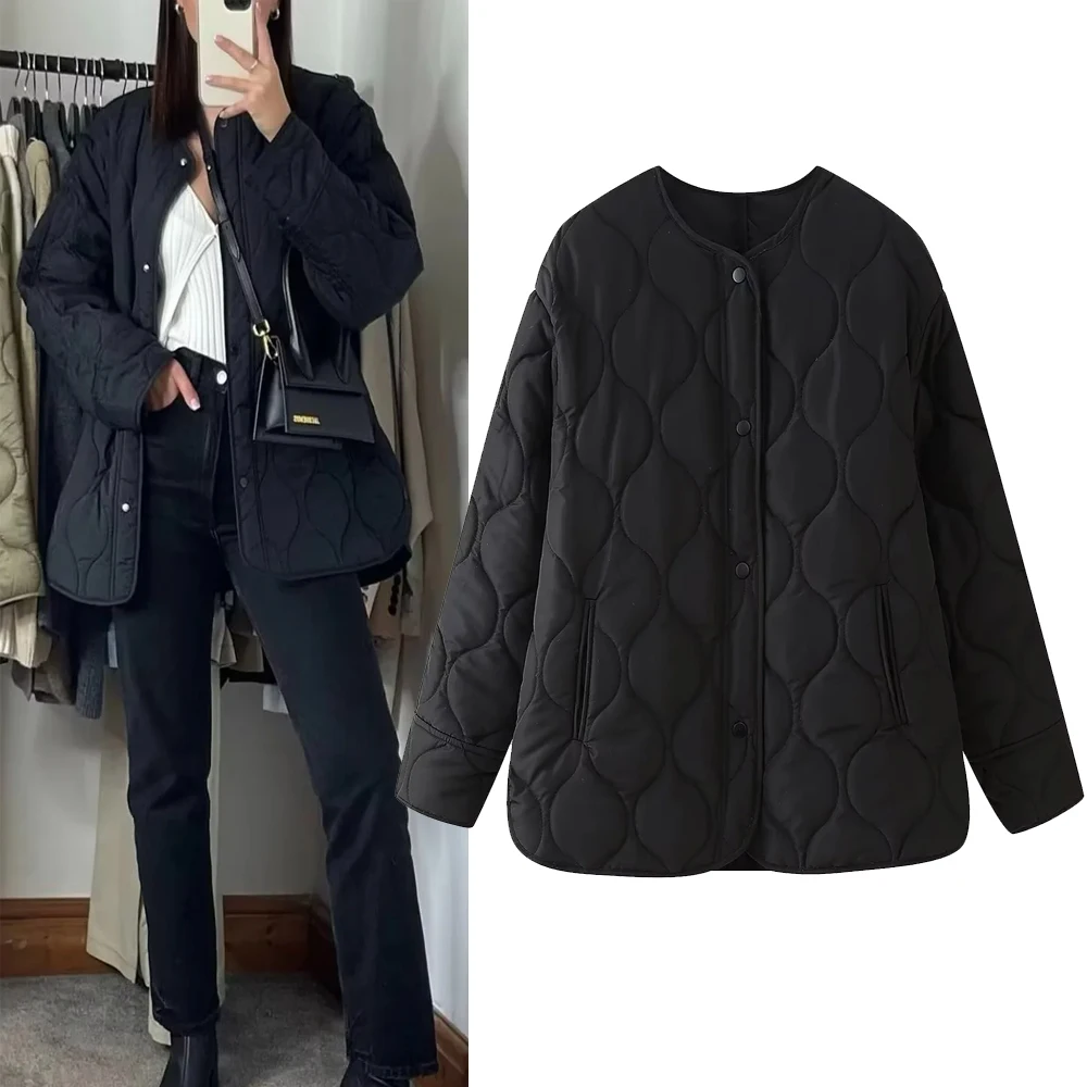 

Женская повседневная хлопковая куртка Jaet H44, круглая стеганая хлопковая верхняя одежда Versatile Street Sle Long Sve Regular Length