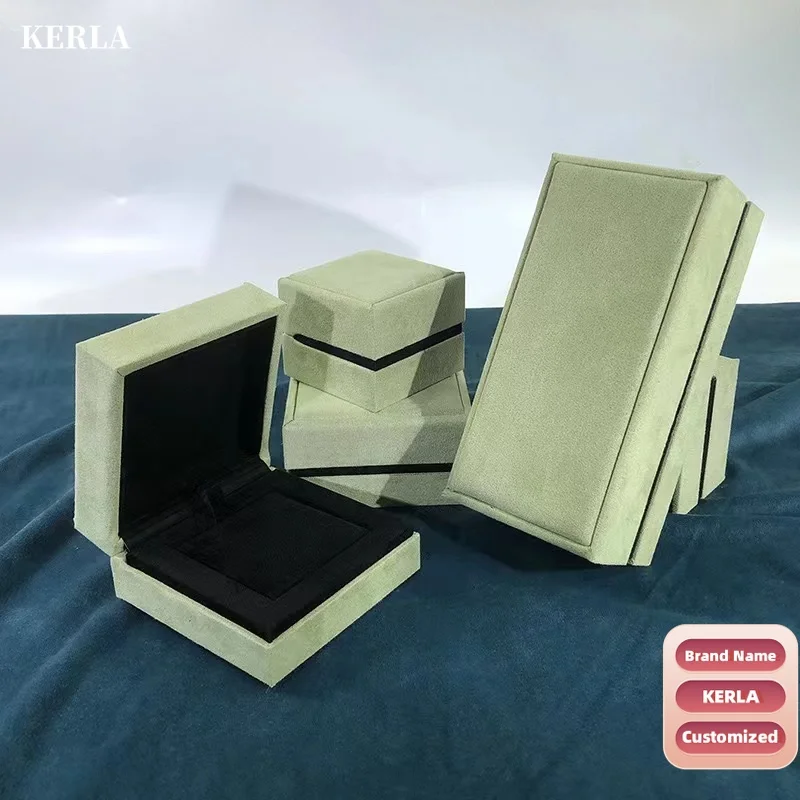 Customized Wholesale Kerla Brand Jewelry Buckskin Display Gift Box Bracelet Case Beaded Ring Earrings NECKLACE Box Pendant Case