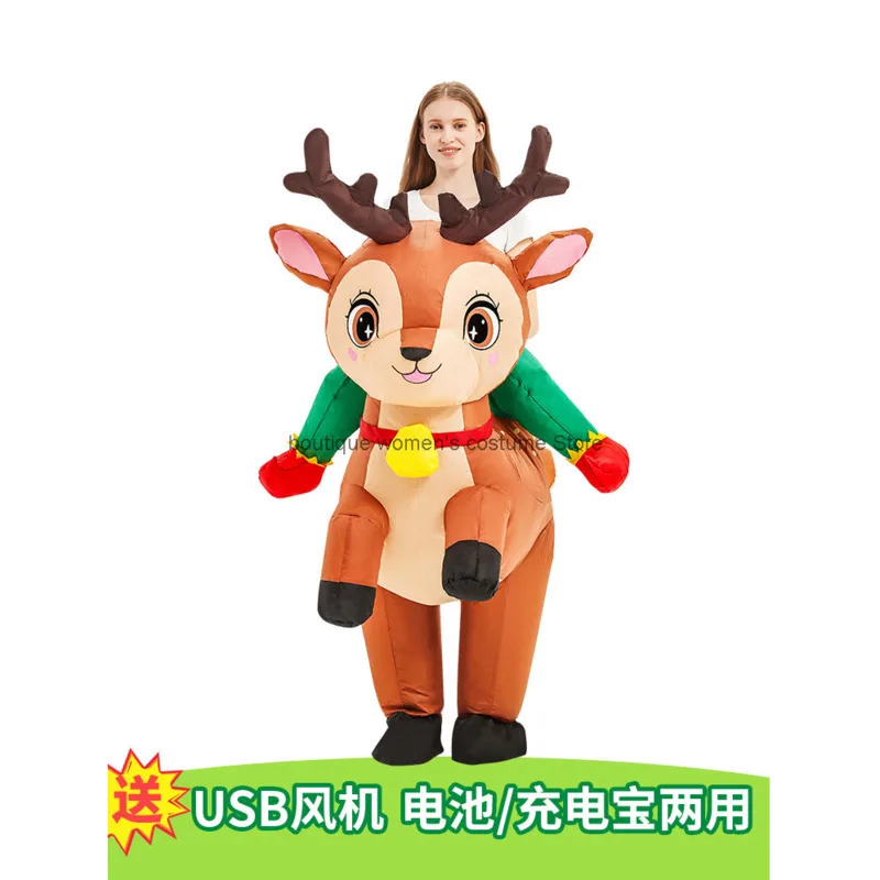 

Рождественский косплей, ежегодное собрание, косплей, мультяшная кукла, реквизит, костюм, забавный надувной костюм для взрослых, езда оленя