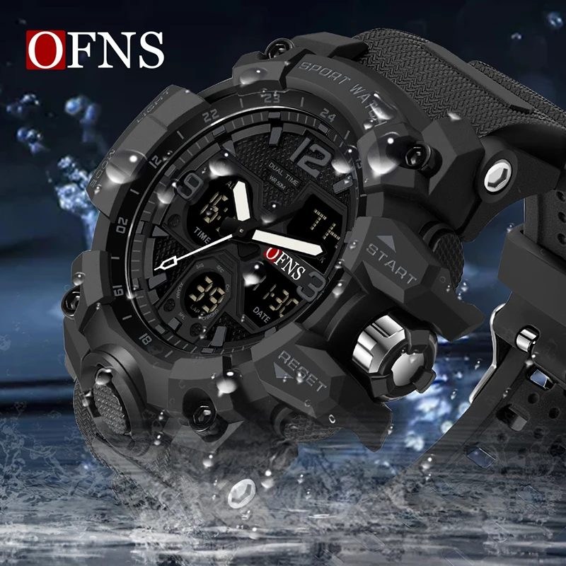 OFNS Top Brand G Style Sports Men\'s Watches Military Quartz Watch Man Waterproof LED Digital Electron Wristwatch for Men Clock