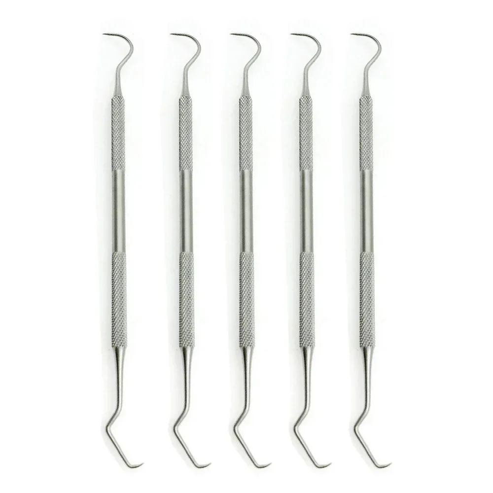 5PCS Double Hook Tooth Dental Explorer Probe Dentist Tool Stainless Steel Dental Tool Teeth Clean Hygiene Explorer Probe hook