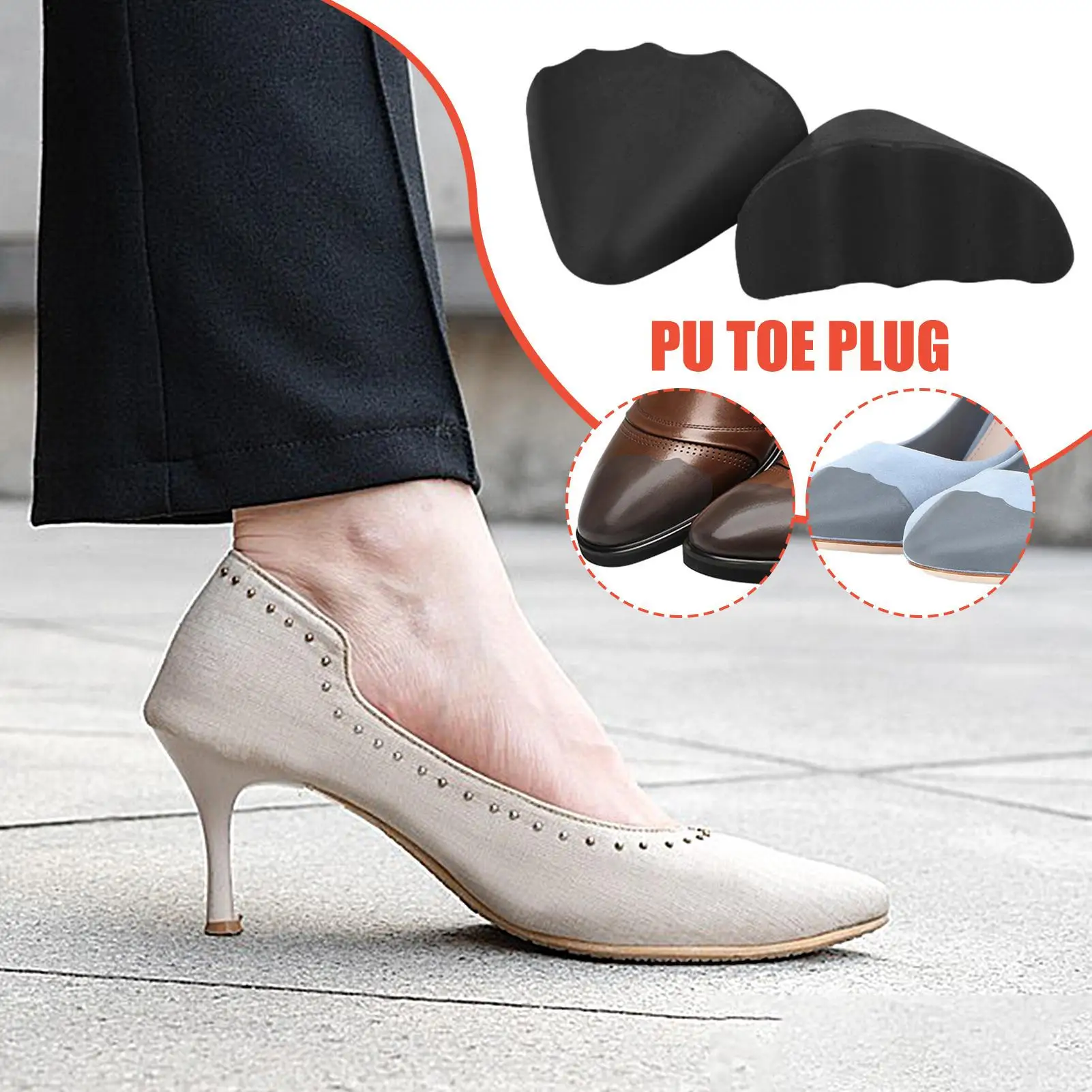 1 Paar PU-Zehenstopfeneinsatz, weich, bequem, verschleißfest, Vorfußpolster für High Heels, Schmerzlinderung, Schuheinlage, Schaumstoff, Schuhe, Zubehör