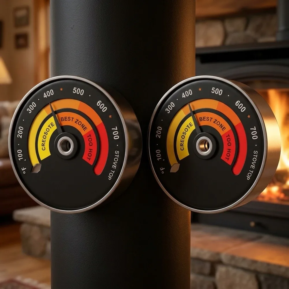 Chimney Thermometer Magnetic Thermometer 48-370 C Range Strong Magnetic Backing Temperature Instrument As Shown