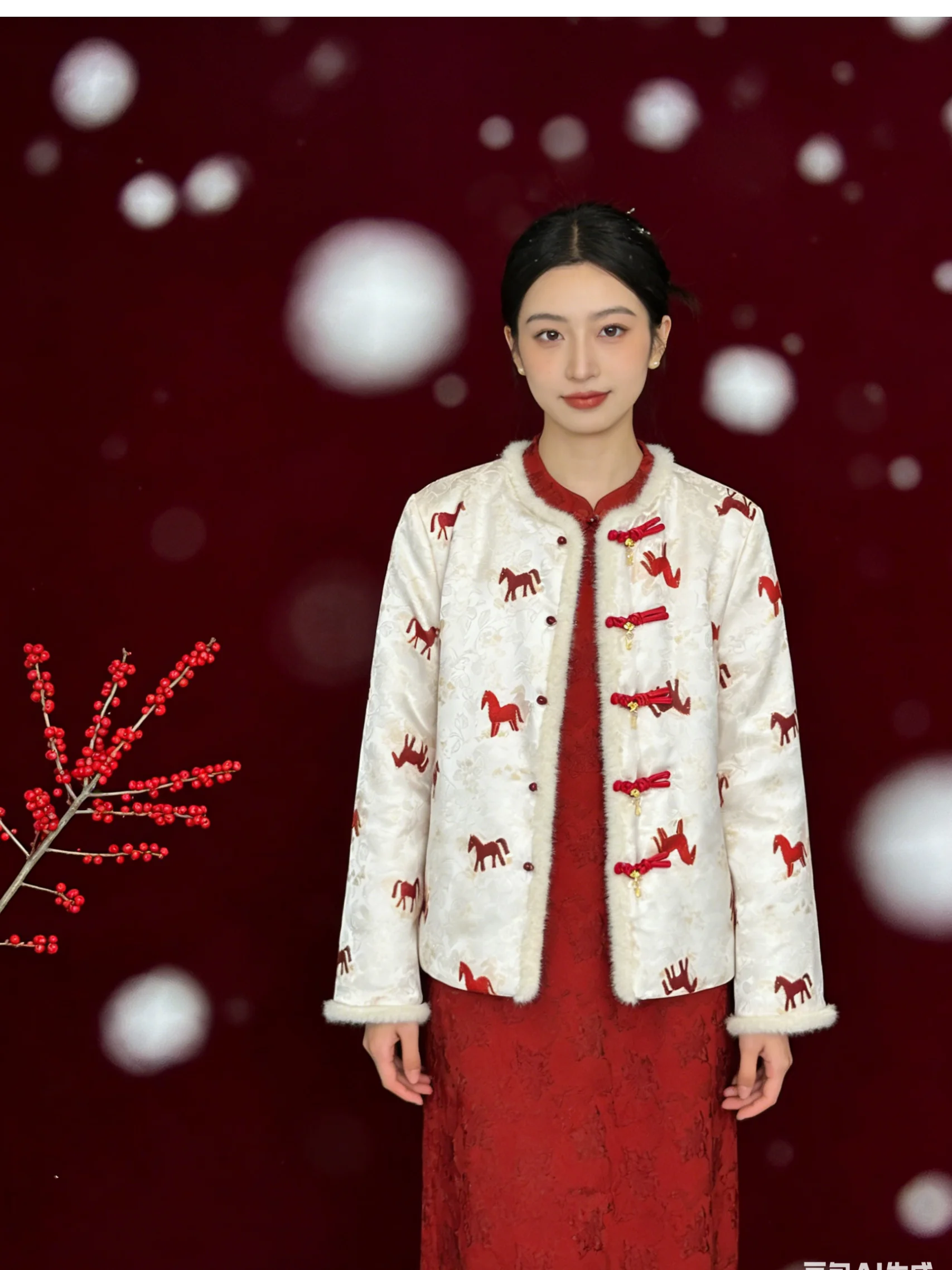 

Новое китайское вышитое платье-роба для женщин, красное, новогоднее, с пуговицами, длинное, для торжественных мероприятий