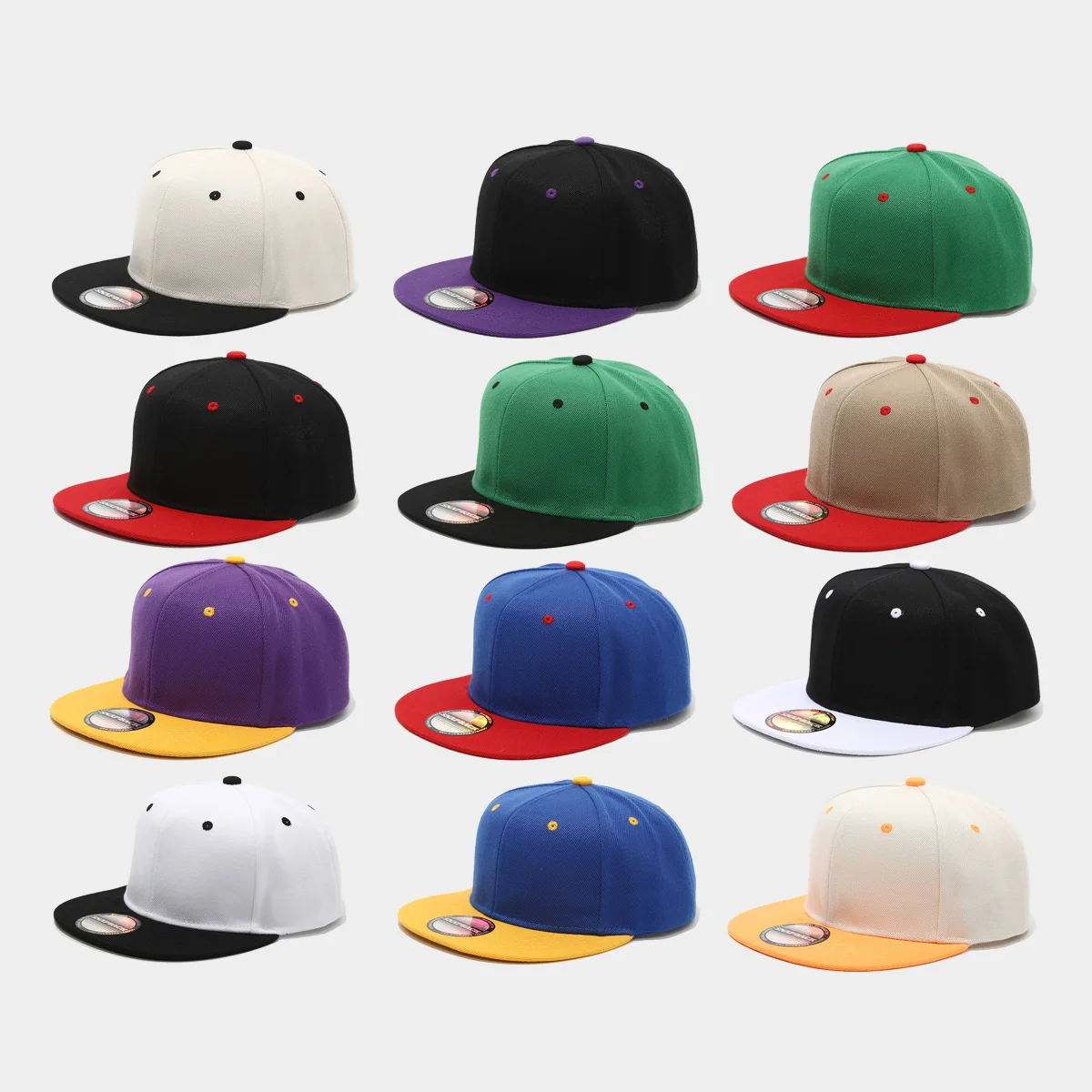 Gorra Snapback Bicolor Lisa para Hombre y Mujer, Gorra de Béisbol de Visera Plana, Estilo Hip Hop Urbano, Ajustable, Gorras Bboy Lisas