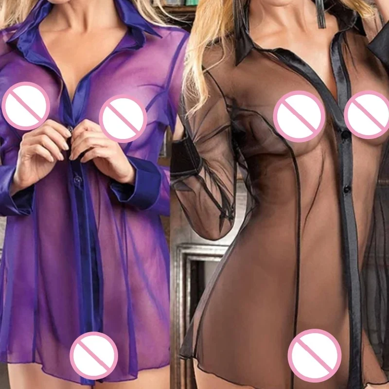 ผู้หญิงชุดชั้นในโปร่งใส Clubwear Stripper เสื้อแขนยาวใหม่