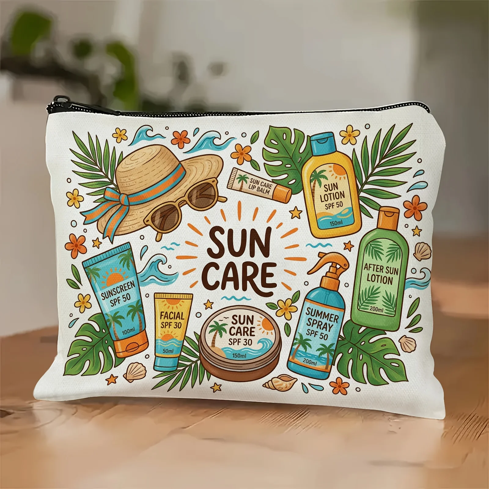 1 Piece Sun Protection Makeup Bag - Multifunctional Zipper Pouch for Women, Perfect Travel Zipper Storage Bag, Fun Birthday Gift