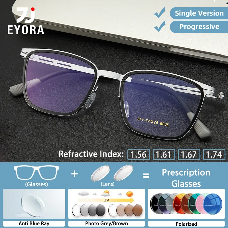 

EYORA Business Square Ultralight Reading Glasses Myopia Eyewear Hyperopia Anti Blue Light Progressive Photochromic Eyewear Lens