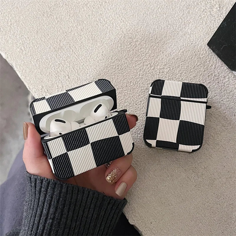 Funda para auriculares INS Vintage con tablero de ajedrez blanco y negro para Apple Airpods Pro2, funda para Airpods 3, tercera generación, funda AirPod 2 1