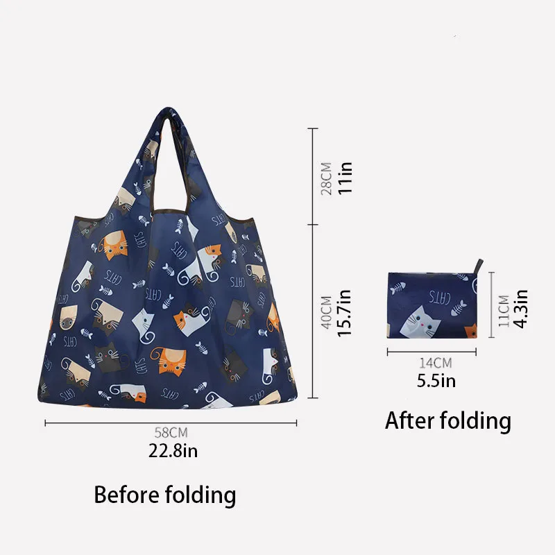 Thickened Cartoon Foldable Portable Supermarket Shopping Bag, Grocery Bag, Vegetable Bag, Large Capacity Eco-friendly Handbag