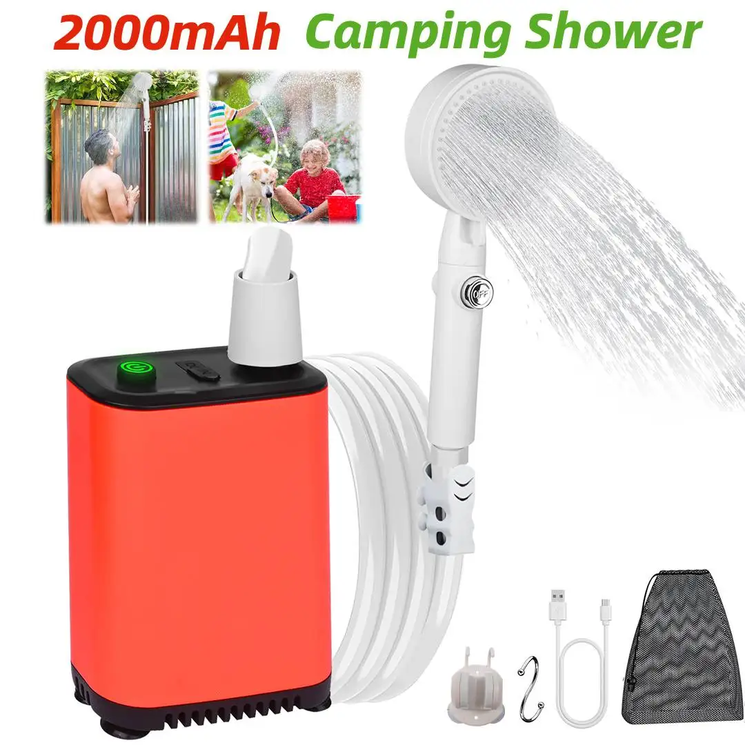 

Portable Shower Digital Display Outdoor Camp Shower IPX7 Waterproof Electric Shower Pump Rechargeable for Pet Cleaning