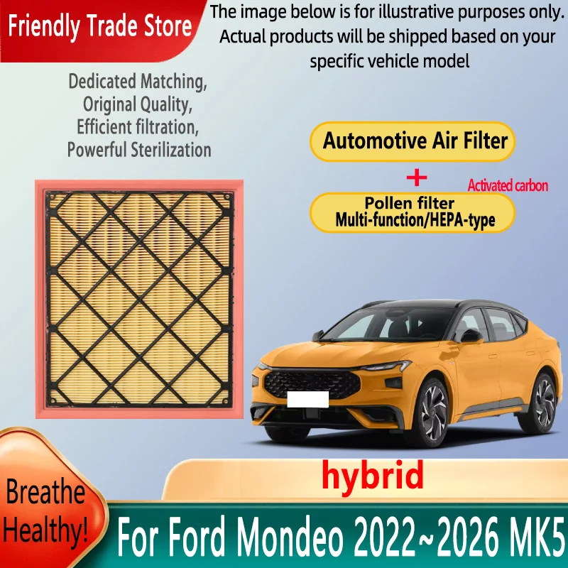 

Automotive Air Filter Car Engine Air Filter For Ford Mondeo 2022~2026 25 MK5 1.5L Carbon Cabin Filter Kit Auto Spare Replacement