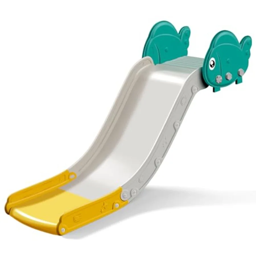 

Indoor toddler couch slide for home use, HDPE plastic, blue and yellow, upgraded extended slope with smooth edges and fish desi