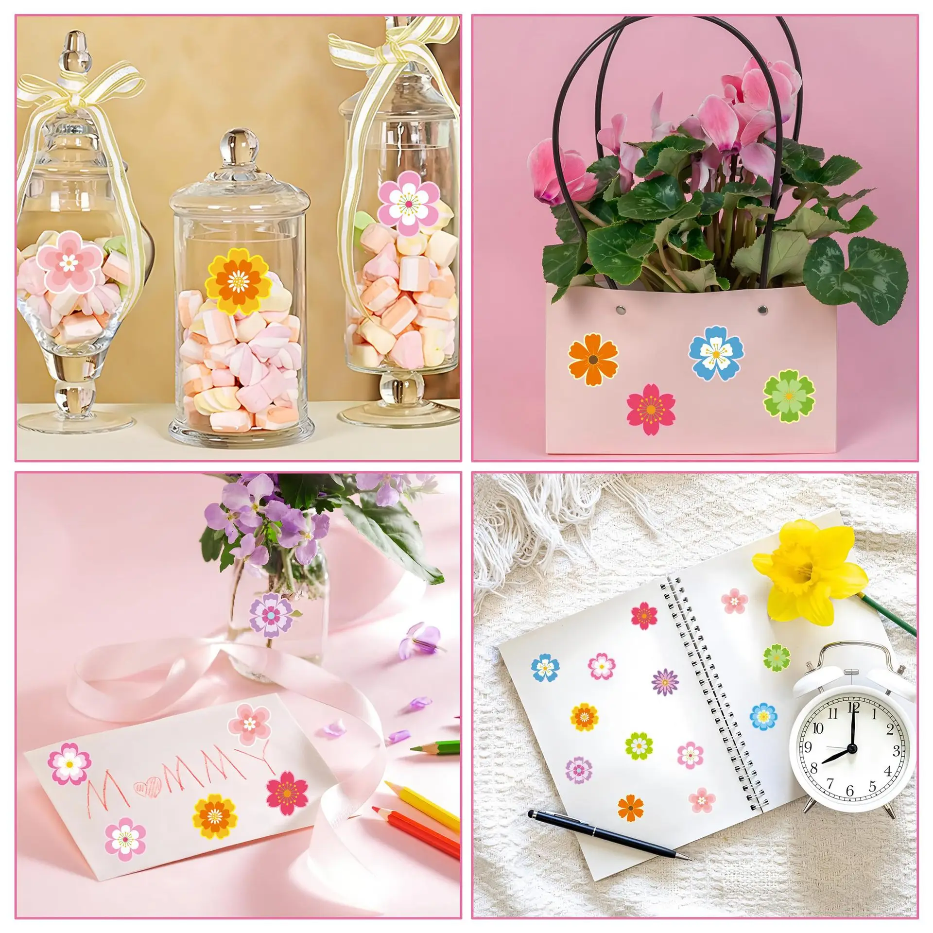 50-500pcs Floral Pattern Stickers Birthday Wedding Party Gift Wrapping Label Scrapbook Stationery Stickers