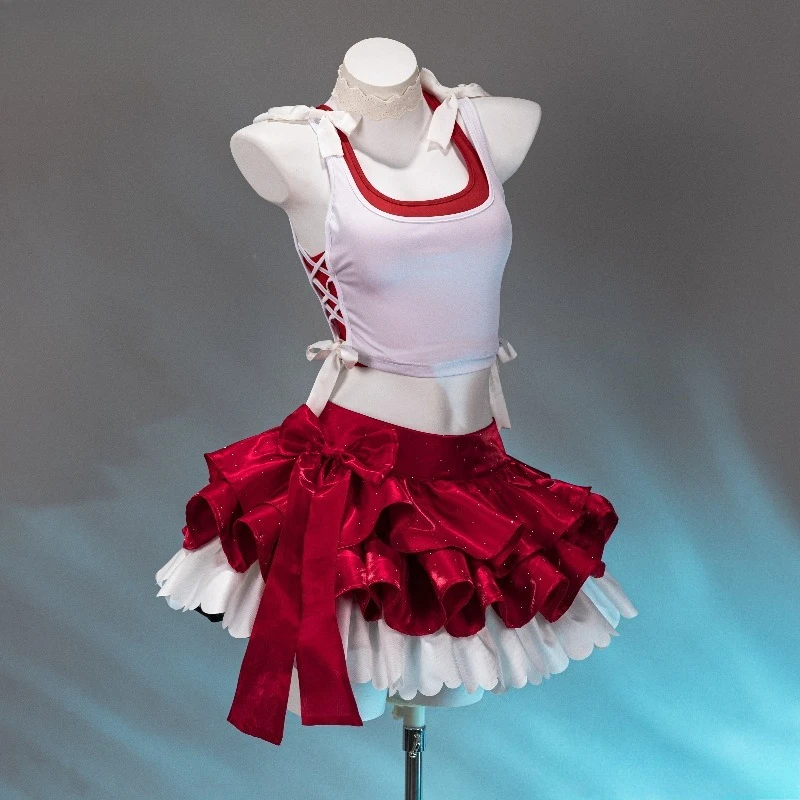 Anime Asuka Cosplay Langley Soryu Costume White Vest Red Cake Skirt Coat with Accessories Full Set for Women Theme Party view 3