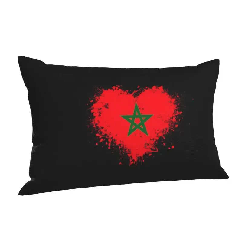 Custom Moroccoe Flag Heart Pillow Case 75cm x 50cm Moorish Moroccan Patriotic Cushions Cover Rectangle Pillowcase