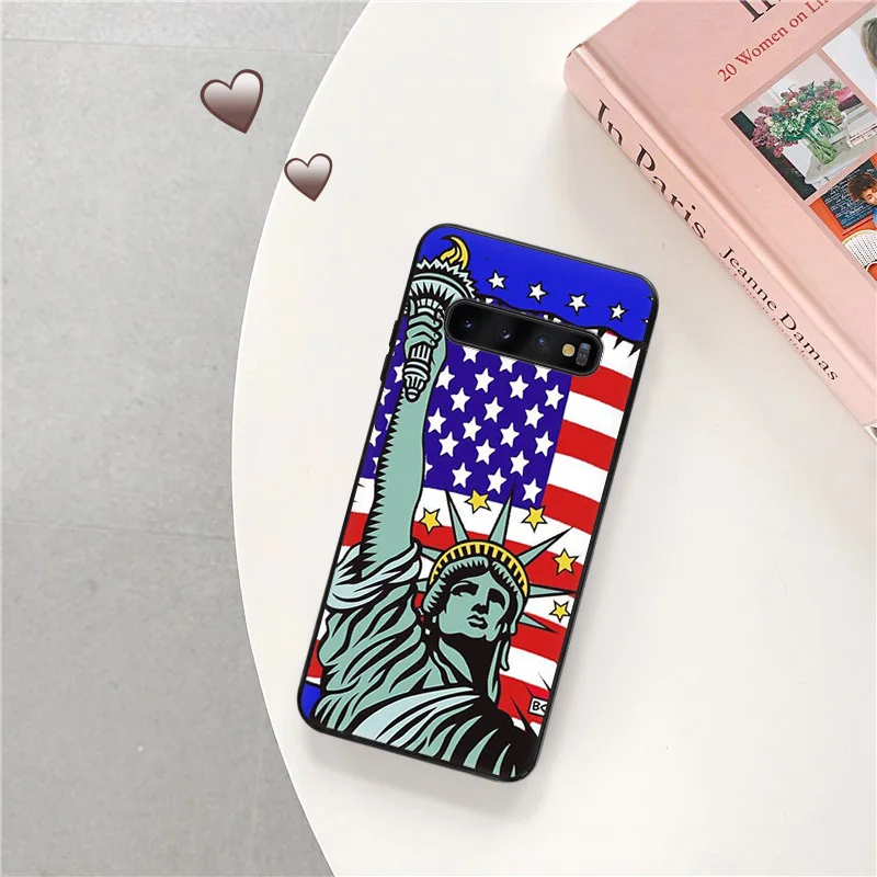 เคสโทรศัพท์สำหรับ Samsung S24 S20 S22 S21 S23 S10 ultra FE PLUS 5G เคสสีดำลายธงสหรัฐอเมริกาหรูหรา Galaxy Note20