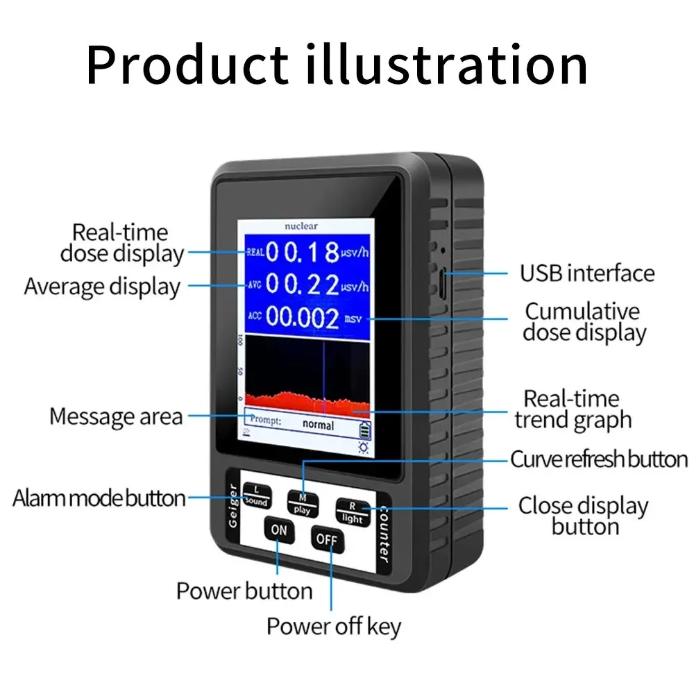 Portable Geiger Counter Nuclear Radiation Detector Personal Dosimeter Marble Tester X-Ray Radiation Dosimeter XR-1 New