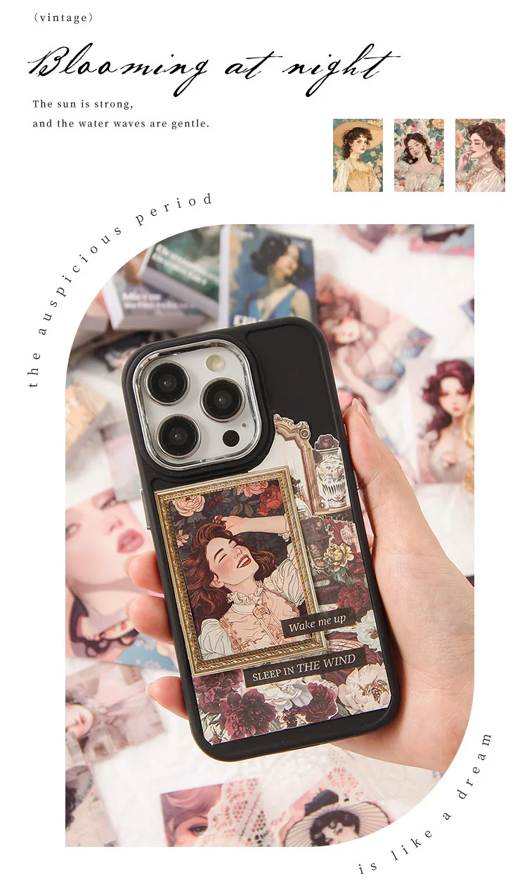50 Sheets/pack Classical Retro Beauty Scrapbook Journal Diary DIY Paper Stickers Decorative Collages Material