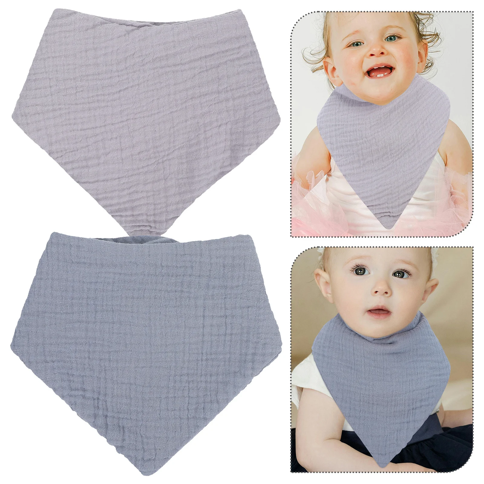 

2Pcs Baby Drooling Bibs Triangular Adjustable Newborn Bandanas Soft Comfortable Breathable Practical Gift Triangular Baby Bibs