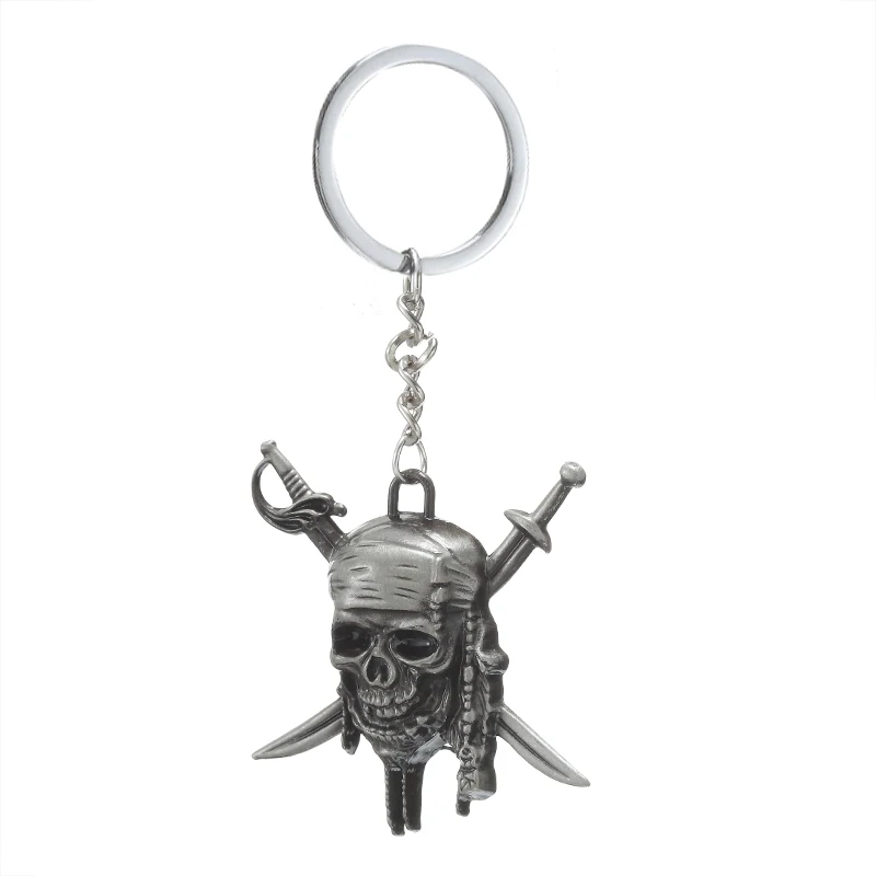 Fashion Vintage Key Chain Charm Pirates Of The Caribbean Keychain Jack Sparrow's Skull Pendant Keyring For Men Women Gifts