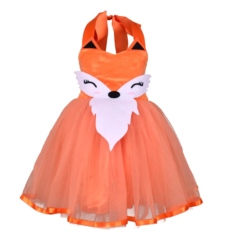 Cute Girls Halloween Fox Cosplay Costumes for Kids Animal Dress Up with Headband Tail Carnival Chrismas Cloth Purim