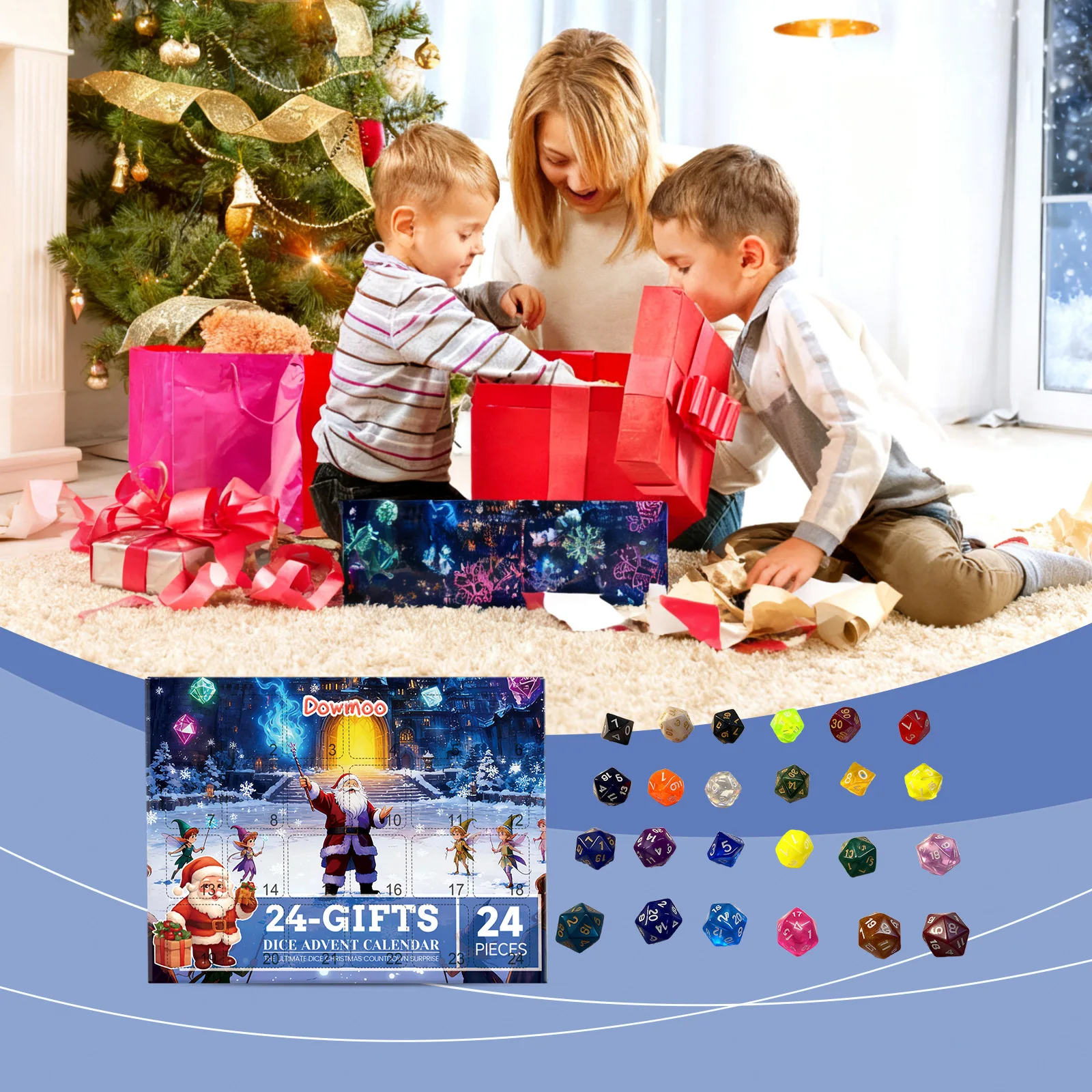 عيد الميلاد تقويم القدوم صندوق النرد 2025 عيد الميلاد العد التنازلي التقويم الاكريليك 24 يوما النرد صناديق أعمى لهدايا عيد الميلاد ديكور حفلات