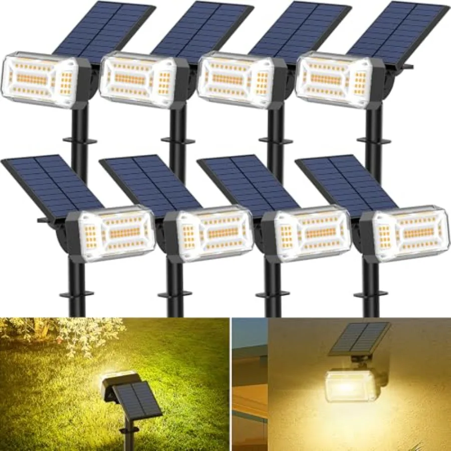 

102 LED Solar Spot Lights Outdoor Waterproof IP65, Adjustable Landscape Spotlights, [/ Modes] Auto On/Off Solar Powered Flood L