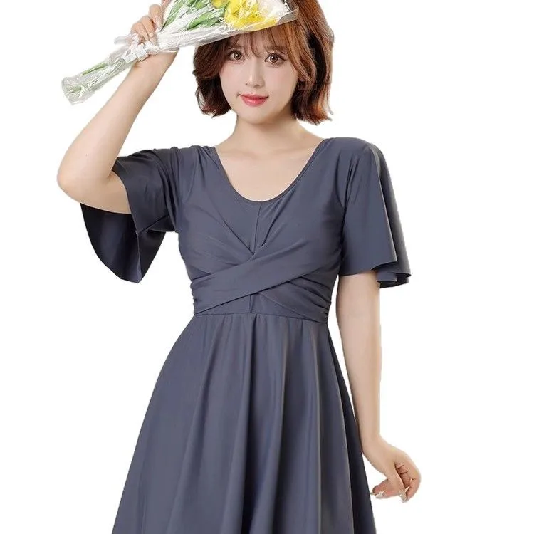 

Swimsuit for Women Slimming Down and Covering The Belly Loose and Conservative One-piece Skirt Style Plus Size Vacation Swimsuit