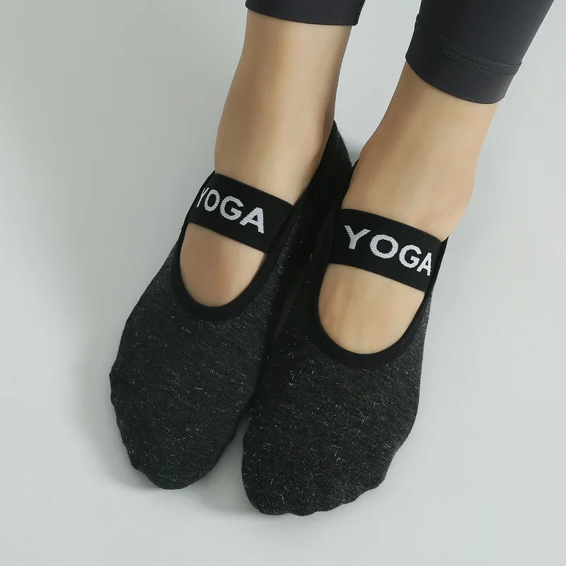 Calcetines de Yoga transpirables para mujer, medias de silicona antideslizantes para Pilates, de algodón, sin espalda, para Fitness, baile, Ballet,