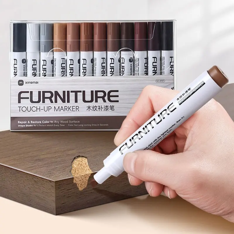 Furniture Markers Touch Up Wood Stain Touch-Up Marker Wood Furniture & Floor Pens Scratch Repair Marker for Home, Carpenters