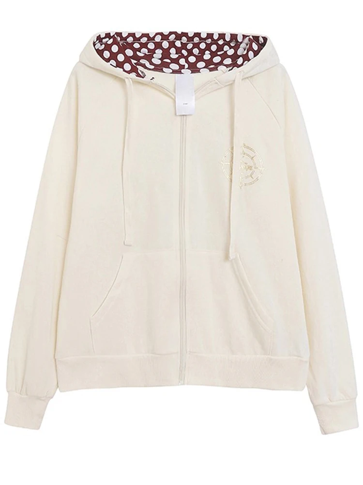 เสื้อสเวตเชิ้ตมีฮู้ดพิมพ์ลายการ์ตูนดิสนีย์ครูซไลน์ มินนี่ มิกกี้เมาส์ โดนัลด์ดั๊ก ผ้าฟลีซสำหรับผู้หญิง ซิปแบบมีฮู้ด เสื้อจัมเปอร์ผ้ากำมะหยี่