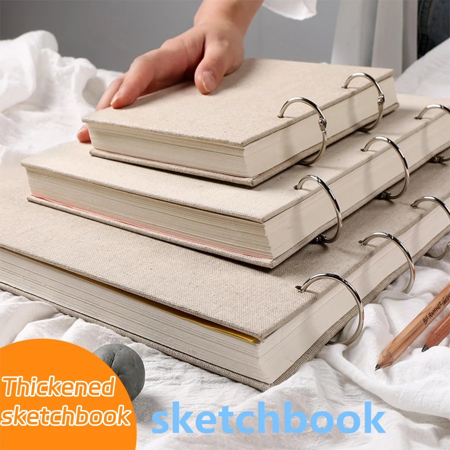 Art Sketchbook Refillable Spiral Linen Hardcover Notebook 120 Pages Drawing book School StationerySupplies