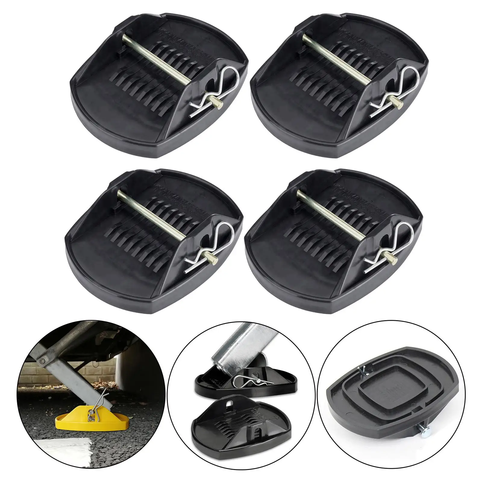 4x Universal Caravan Jack Pads Leveller Wheel Foot Leg Support Jacking Lift Pad Support Stand Adapter for Trailers RV