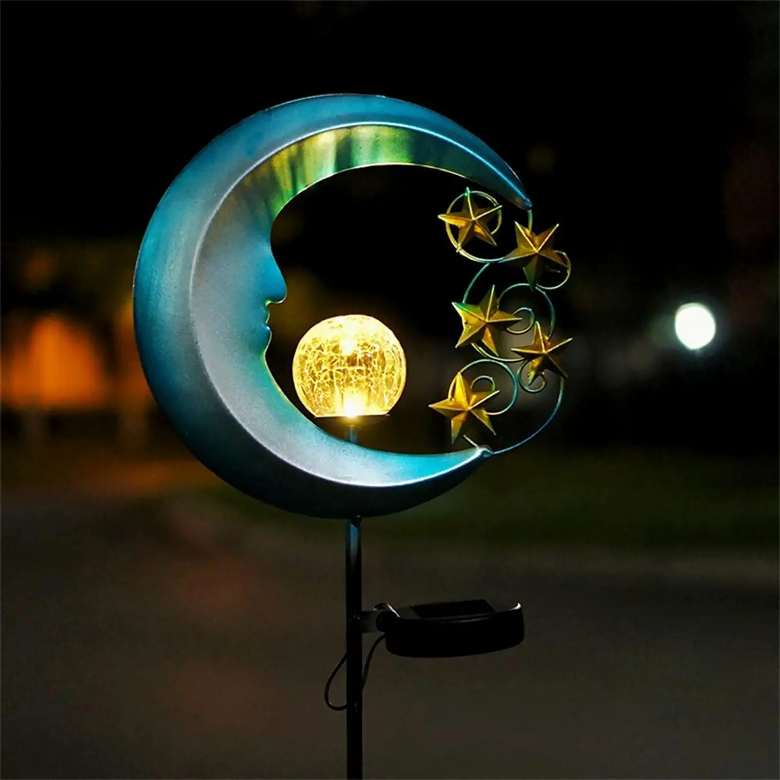 

Solar LED Moon Star Lights for Outdoor Garden Decorative Metal Pathway Lights Lamp for Lawn Patio Courtyard Backyard Decoration