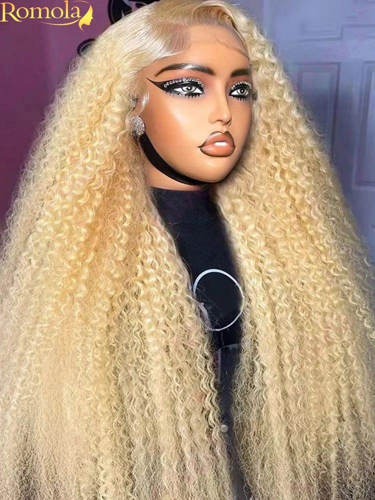 Blonde 613 kantwerk pruiken 13x6 hd kantwerk pruik krullende golf pruik van echt haar 13x4 kantwerk pruik 230 density pruik van echt haar voor vrouwen - afbeelding 2