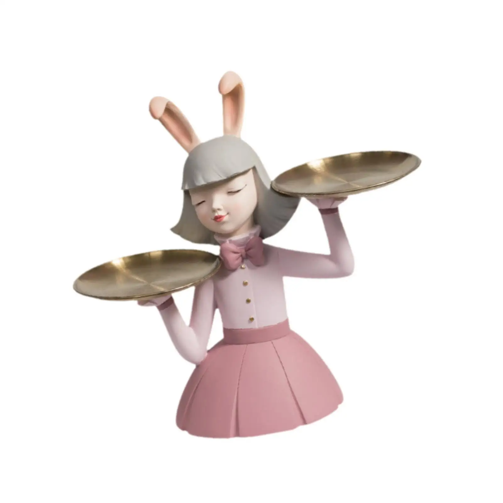 Resin Girl Figurine Multipurpose Ornament Storage Organization Container for