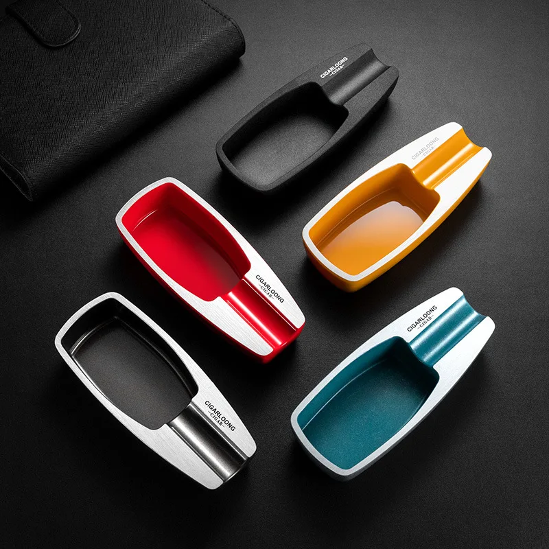 

Cigar Ashtray Zinc Alloy Lightweight Travel Portable Cigar Holder Bottom Non-Slip Multi-Color Extinguisher Cigar Accessories