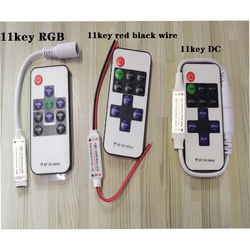 Mini 3/11/17/24/40/ Key Rf Ir Afstandsbediening Draadloze Controller Led Rgb Controler DC12V Mini Wif Voor Led Strip Licht 3528 5050 Rgb