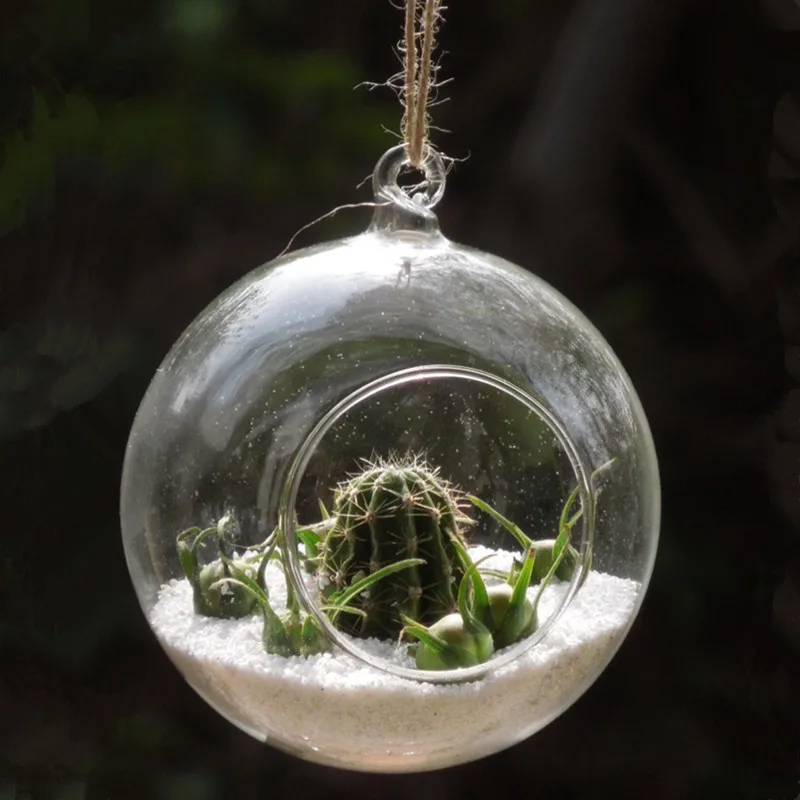 

2 шт./упак. Диаметр=8см, маленькая стеклянная ваза-террариум, декоративный подвесной контейнер-шар с открытым верхом для дома, свадебный декор, реквизит для DIY, подарок