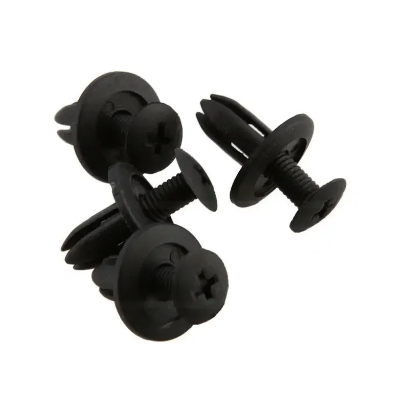 50pcs Car Body 6mm Hole Dia Plastic Rivets Fastener Fender Bumper Push Pin Black Universal Car Fasteners Clip Auto Accessories