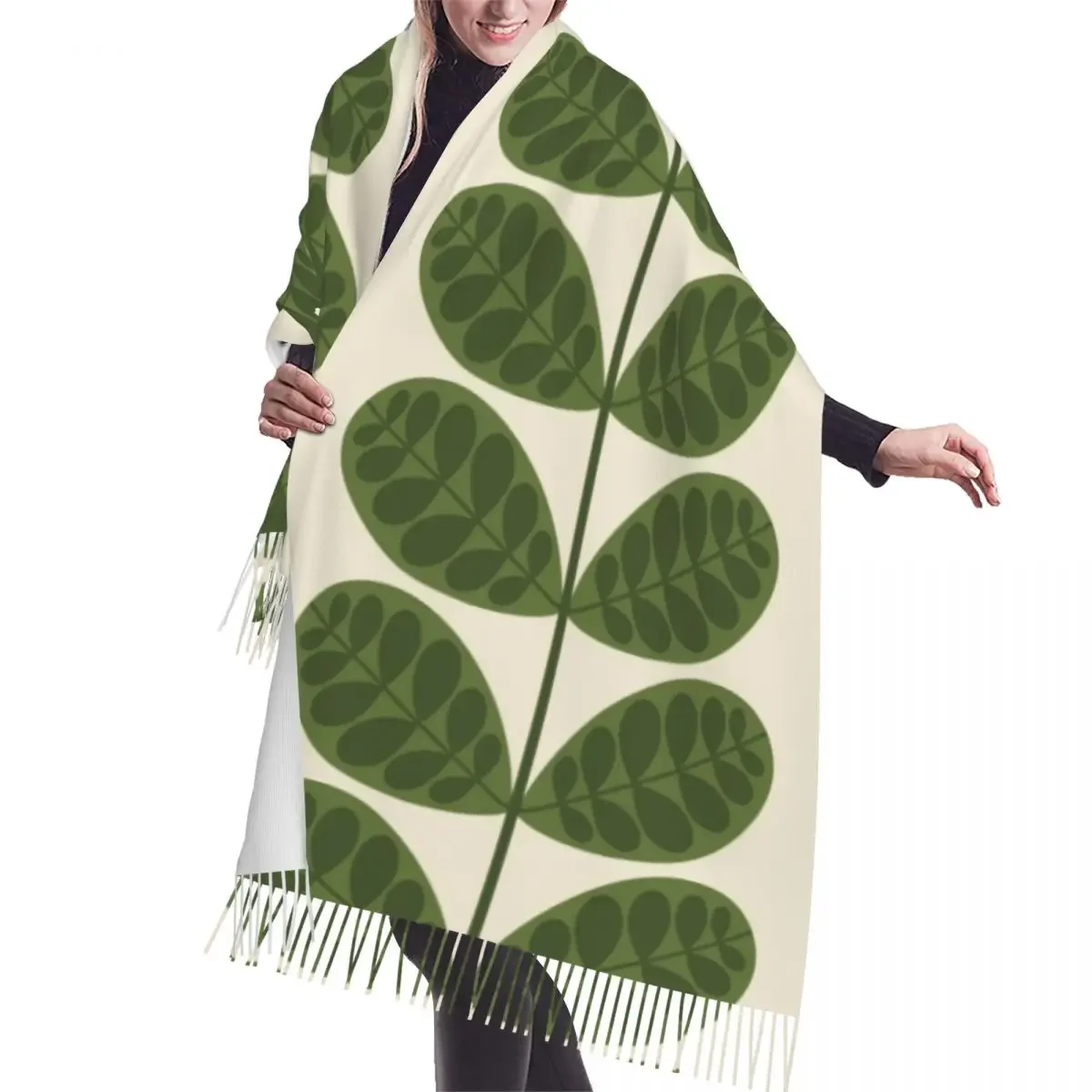 Customized Print Botanica Fern Wallpaper Scarf Women Men Winter Warm Scarves Orla Kiely Art Shawls Wraps