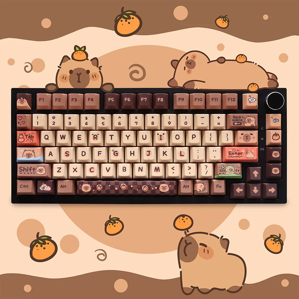 Cute Kapibara keycap PBT pattern clear five-sided sublimation suitable for cross-axis mechanical keyboard