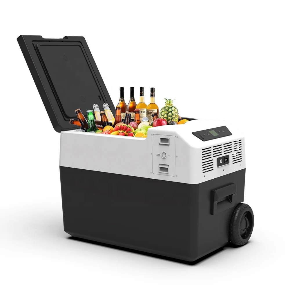 Solar Custom Design OEM 30/40/50L Car Cooler Box DC Fridge Freezer Rechargeable Refrigerator Solar Battery 12V Fridge boating