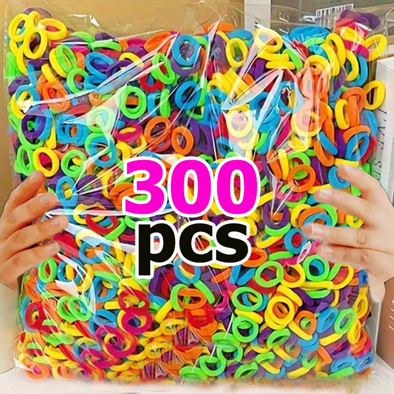 300 stks Meisjes Kleurrijke Nylon Elastische Haarbanden Paardenstaart Hold Kleine Haar Tie Elastiekjes Chouchou Mode Kinderen Haaraccessoires